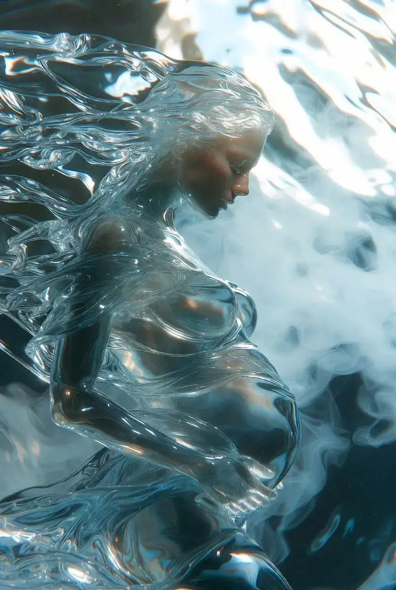 Woman relaxing in water during pregnancy