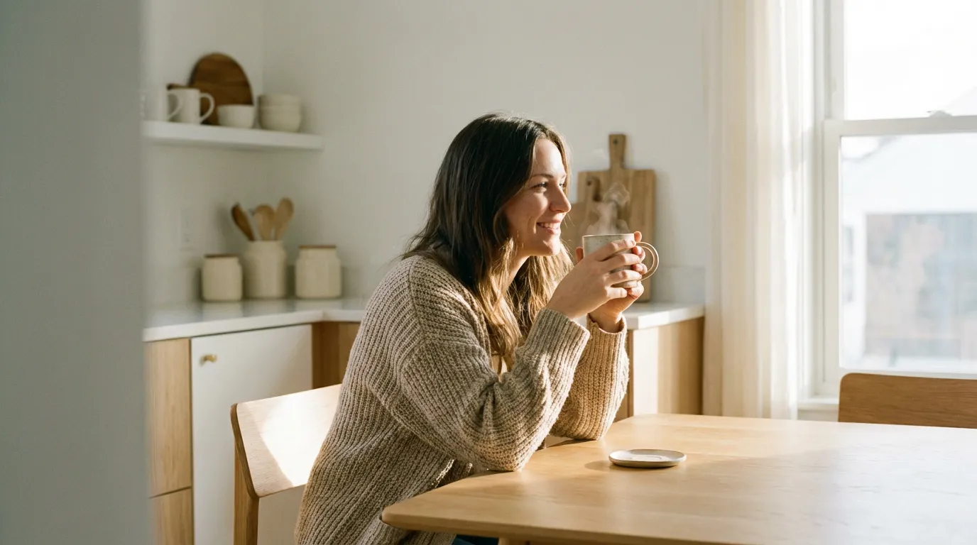 Enjoying a coffee during pregnancy